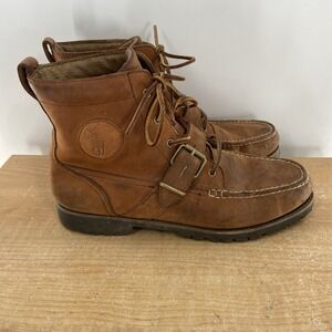 Polo Ralph Lauren REDMOND Soft Leather Boots Lace Up Buckle Men's USA 10.5 D